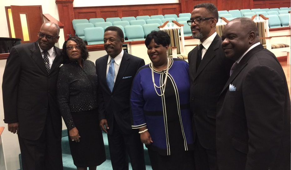 he Mississippi National Baptist State Convention (MNBSC) held its annual meeting June 5-8 at Greater Antioch Baptist Church in Pascagoula. Attendees included Dr. John W. Davis Sr., left, pastor of the Greater Antioch Baptist Church in Pascagoula; Virgie Davis; and Dr. Danny Hollins, pastor of Grace Inspirations Baptist Church in Jackson. Also appearing were Sandra Hodge, vice president of Institutional Advancement at Jackson State University; Dr. Kenneth Hollins, pastor of New Bethel Baptist Church in Biloxi; and Dr. Kenneth M. Davis, president of the MNBSC and pastor of Tabernacle Missionary Baptist Church in D’Iberville.