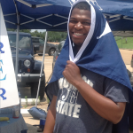 JSU student Cecil Hill finds a way to beat the heat. (Photo by L.A. Warren/JSU)