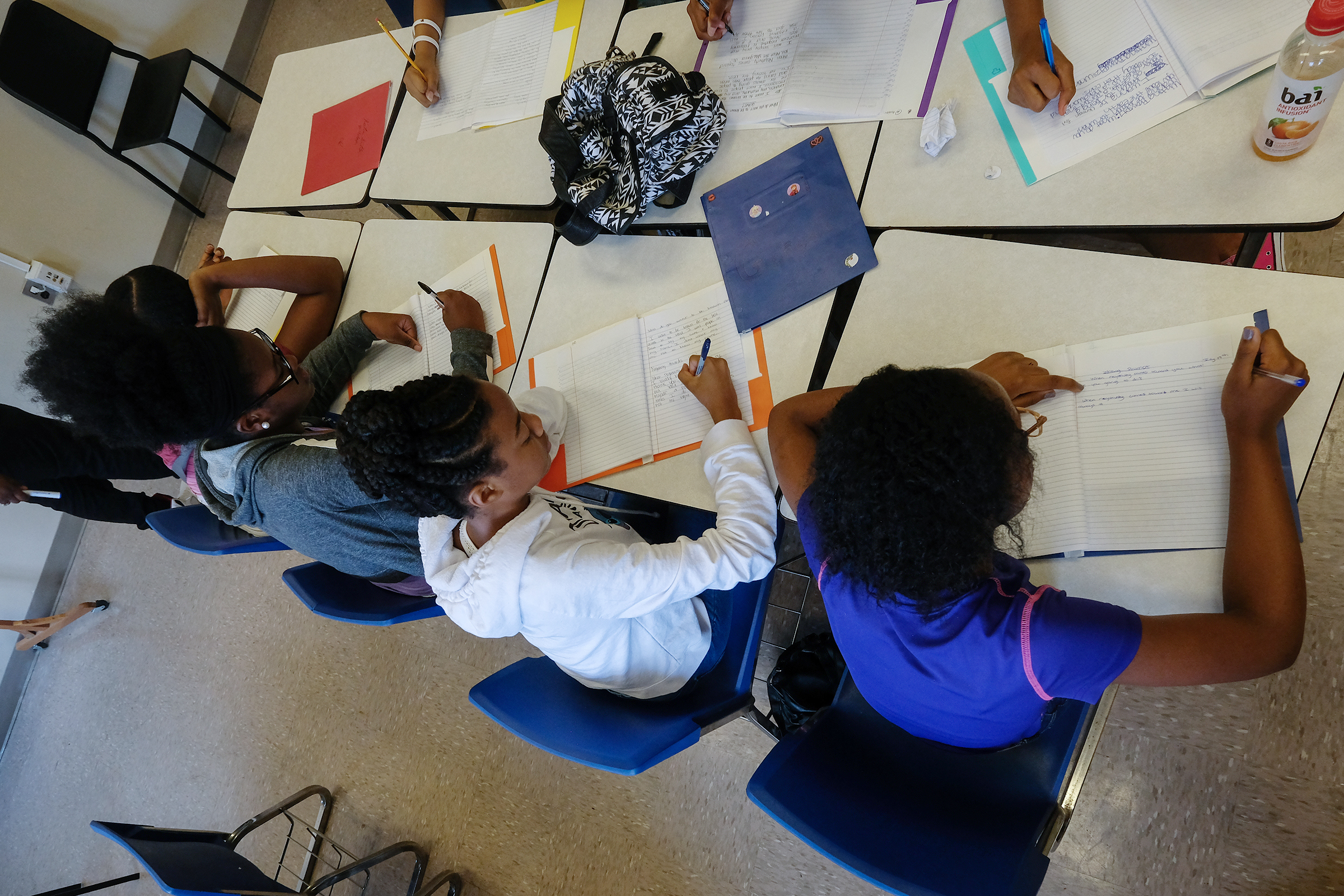 During the creative writing class students are told there is no right or wrong way for them to express themselves on paper. (Photo by Charles A. Smith/JSU)