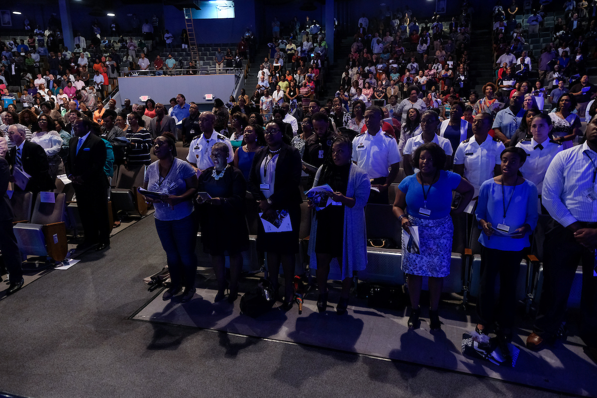 Faculty and staff assembled inside the Rose E. McCoy, where they joined in the singing of “Life Every Voice and Sing,” listened to motivational remarks and celebrated the legacy of Jackson State University. (Photo by Charles A. Smith/JSU)