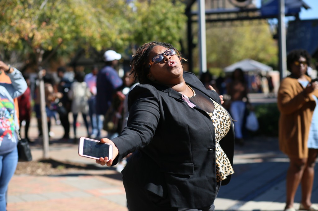 One of the attendees at the Hotspot gets into the spirit. (Photo by Anissa Hidouk/JSU)