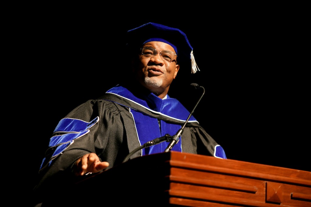 President William B. Bynum thanked university founders and forbearers for making JSU a pillar of higher education and a sacred institution. (Photo by Anissa Hidouk/JSU)