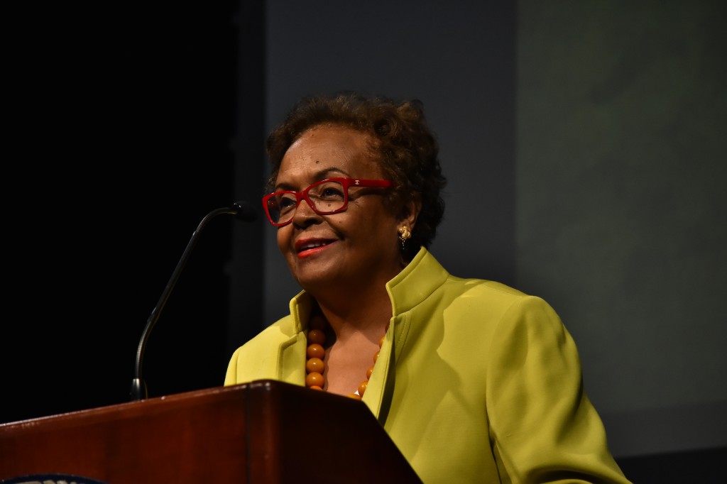 Dr. Joyce Ladner, author, scholar and civil rights activists, recounts growing up in the "rigorously segregated Mississippi." (Photo by William Kelly, III/JSU)