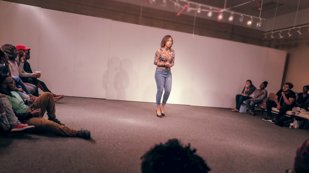 Sydni Rose's spoken-word piece "Vibin' and Coolin'" was an attestment to summer love and the disappointment that follows when it ends. (Photo by Rachel James-Terry/JSU)