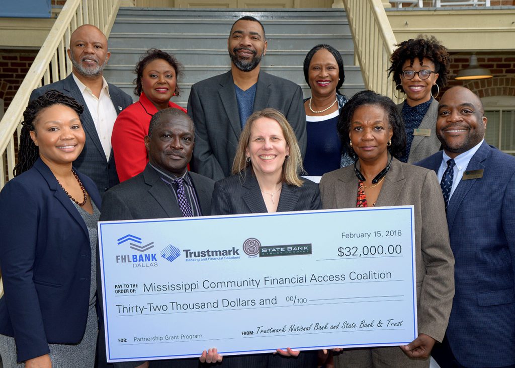 Trustmark National Bank, State Bank and Trust and FHLB Dallas partnered to award $32,000 in Partnership Grant Program funds to further financial literacy in Mississippi.