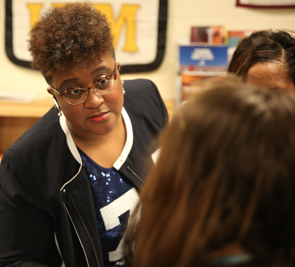 MeShonya Wren-Coleman, director of JSU’s First-Year Experience, was among dozens of representatives from a number of JSU departments and colleges answering question about the HBCU. (Photo by Spencer L. McClenty/JSU)