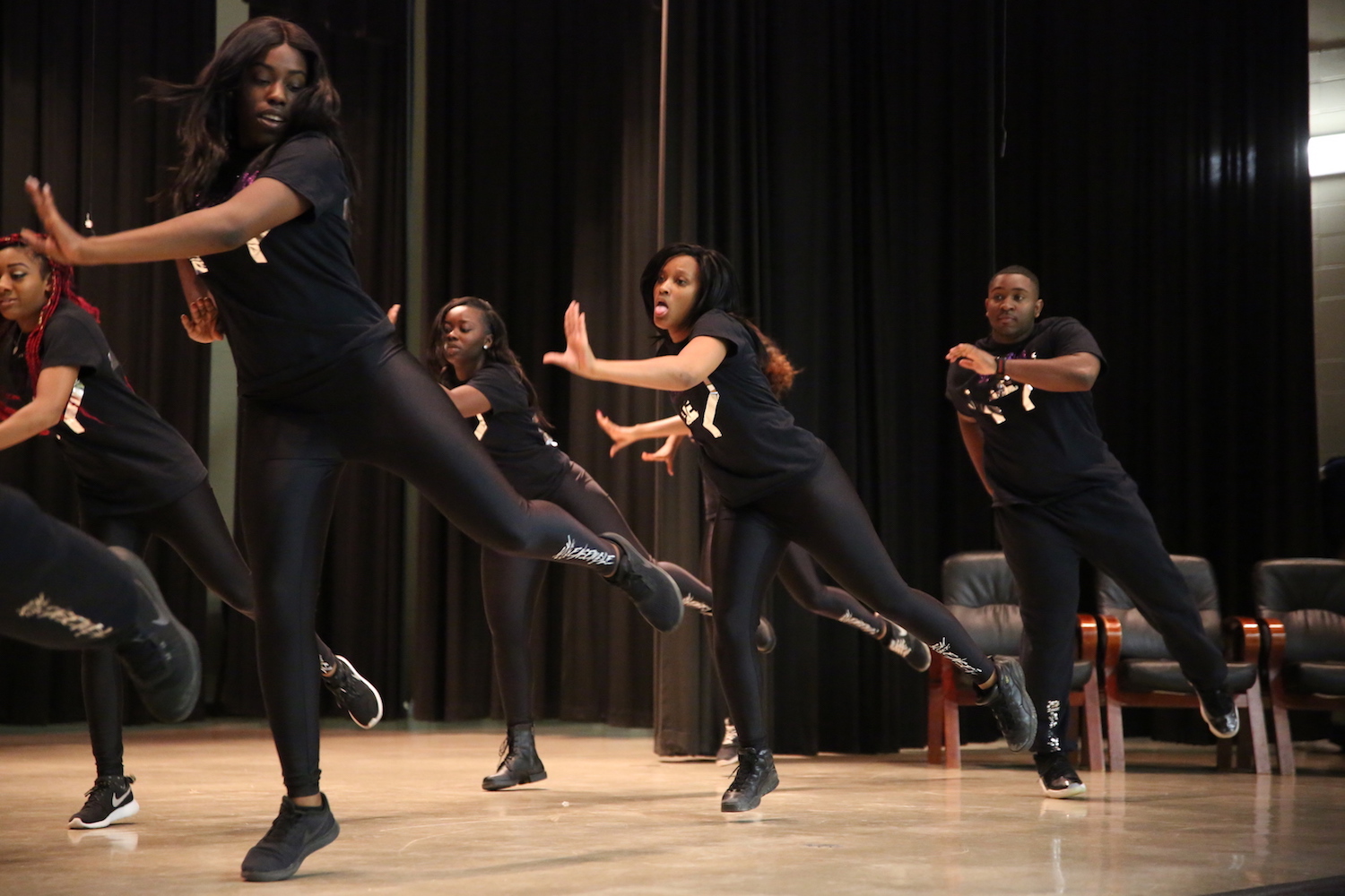 The JSU Dance Ensemble gets a kick out of electrifying the crowd in Greenville. (Photo by Spencer L. McClenty/JSU)