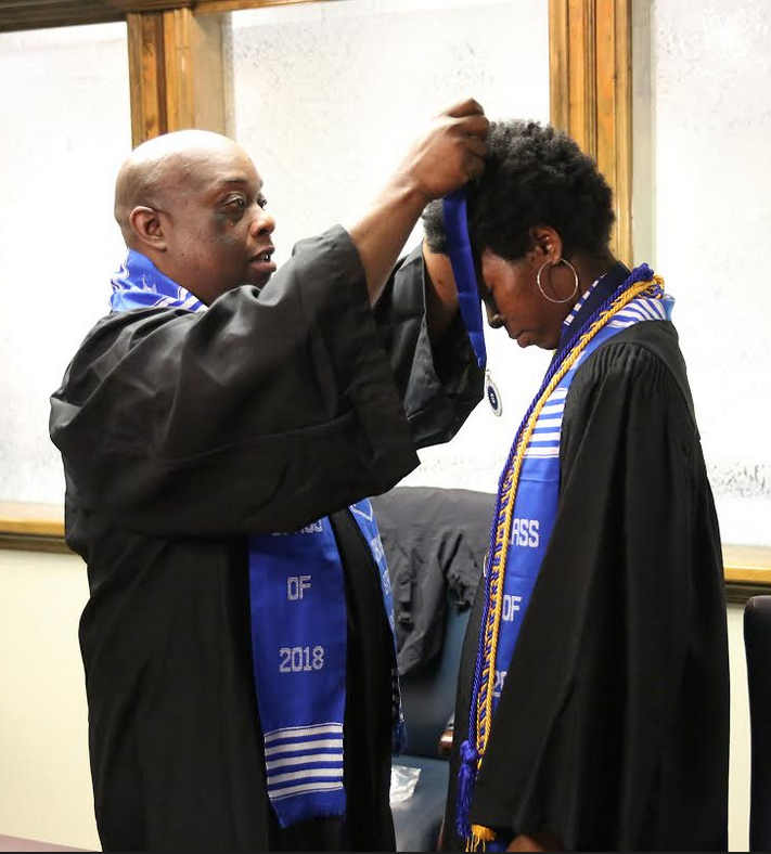 At JSU, Abram Muhammad holds a cumulative 3.8 GPA, and his daughter, Najla, is close on his heels with a 3.5. They are both members of the national and golden key honor societies among other academic organizations. (Photo by Aron Smith/JSU)