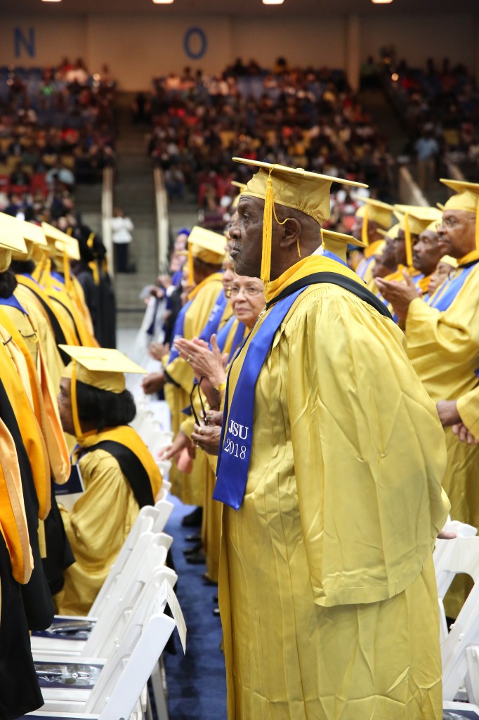 Members of the Golden Class of 1968 are recognized during the spring commencement ceremony. (Photo by Spencer L. McClenty/JSU)