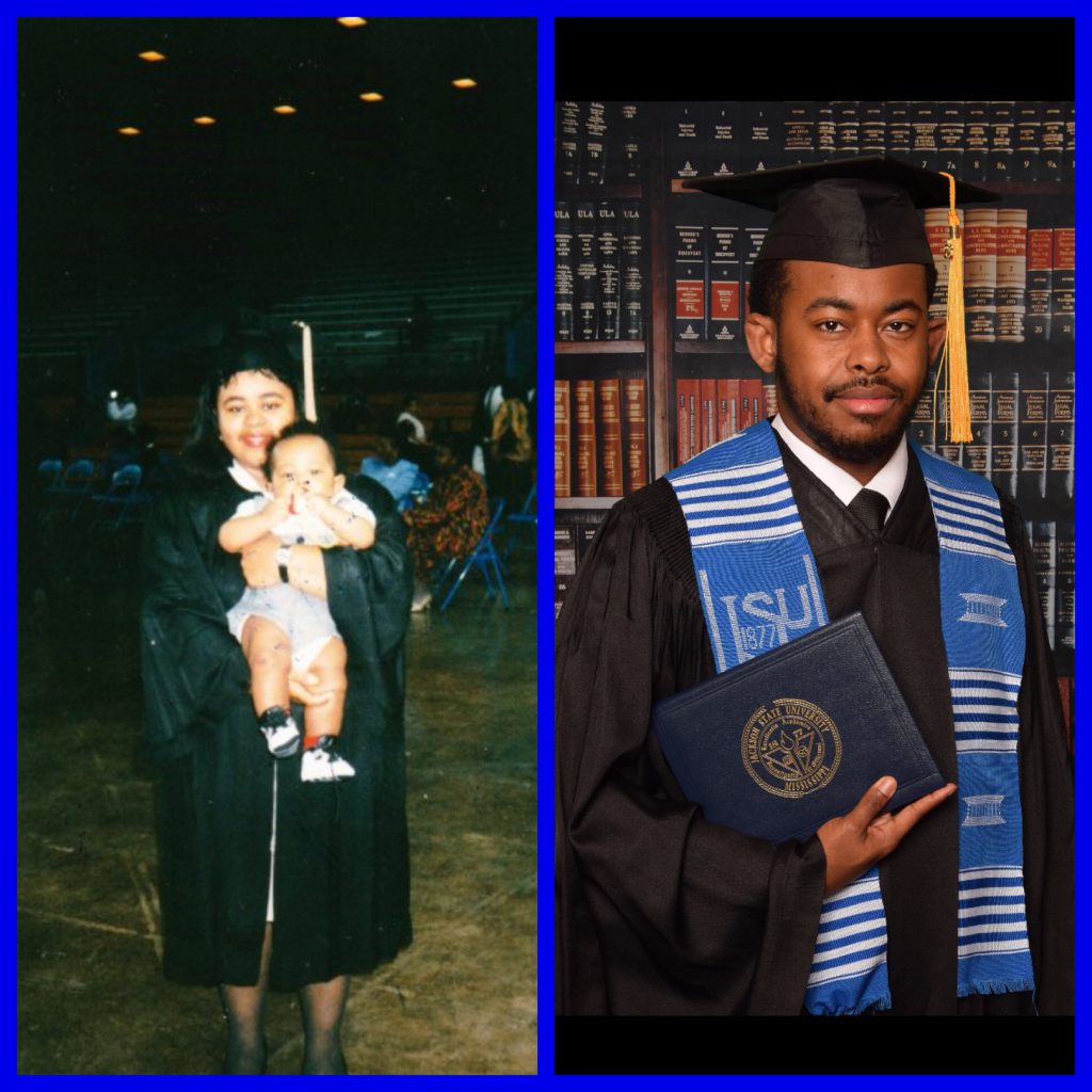 Before and After: Rodney Daniely and his mother Chernita Blackmon Daniely say they are indebted to JSU for nurturing both of them. Rodney: “JSU helped me grow my way of thinking and changed my way of looking at life.” Chernita Daniely: “Things happen in life that we don’t always plan for, but with perseverance you can stick with it and make it happen.”