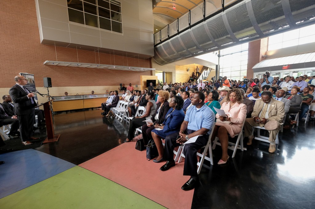 Hundreds gathered to witness the signing of the agreement and learn more about the partnership. (Photo by Charles A. Smith/JSU)