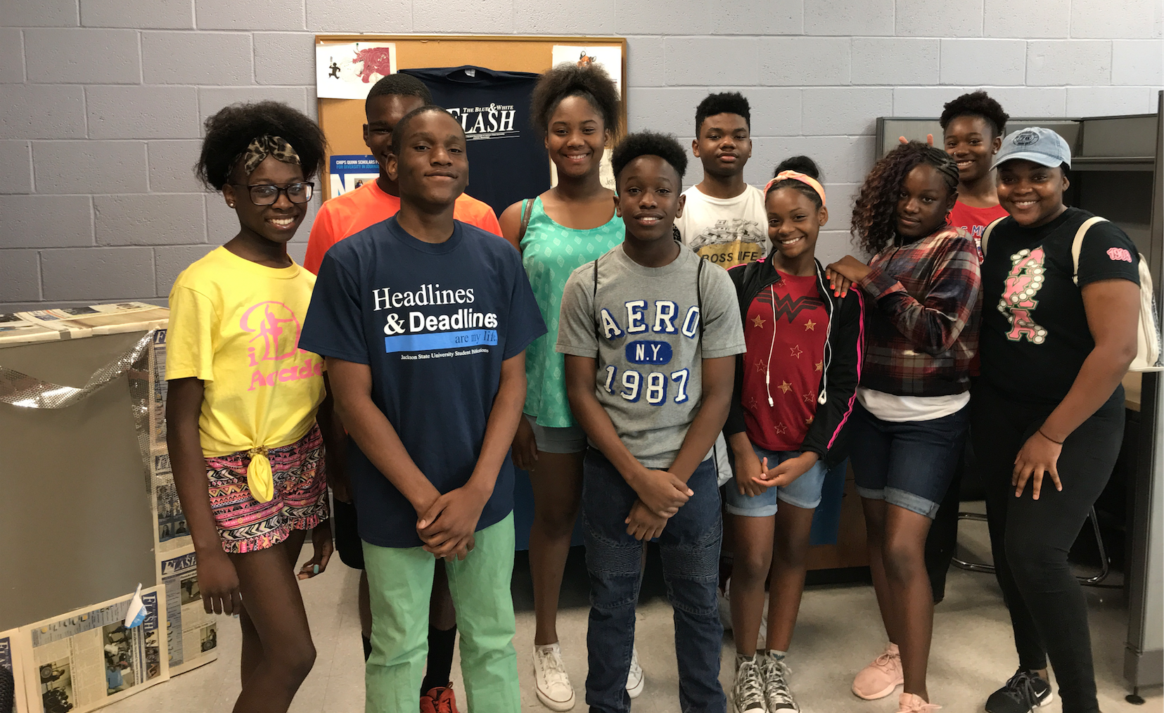 Students with the 7Deep Empowerment and Enrichment Program visit Student Publications to learn the basics of news writing. Reportedly, the goal of the program is to expose students to the “Seven Spheres of Influence that include religion, arts, business, education, family, government and media(Photo by Kerriana Moore/Special to JSU)