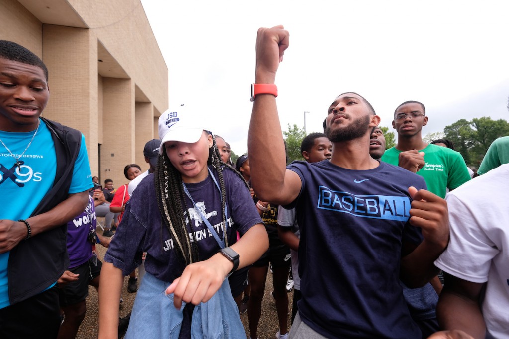 Tireless freshmen continue to rock the scene as DJs pump up the volume. (Photo by Charles A. Smith/JSU)