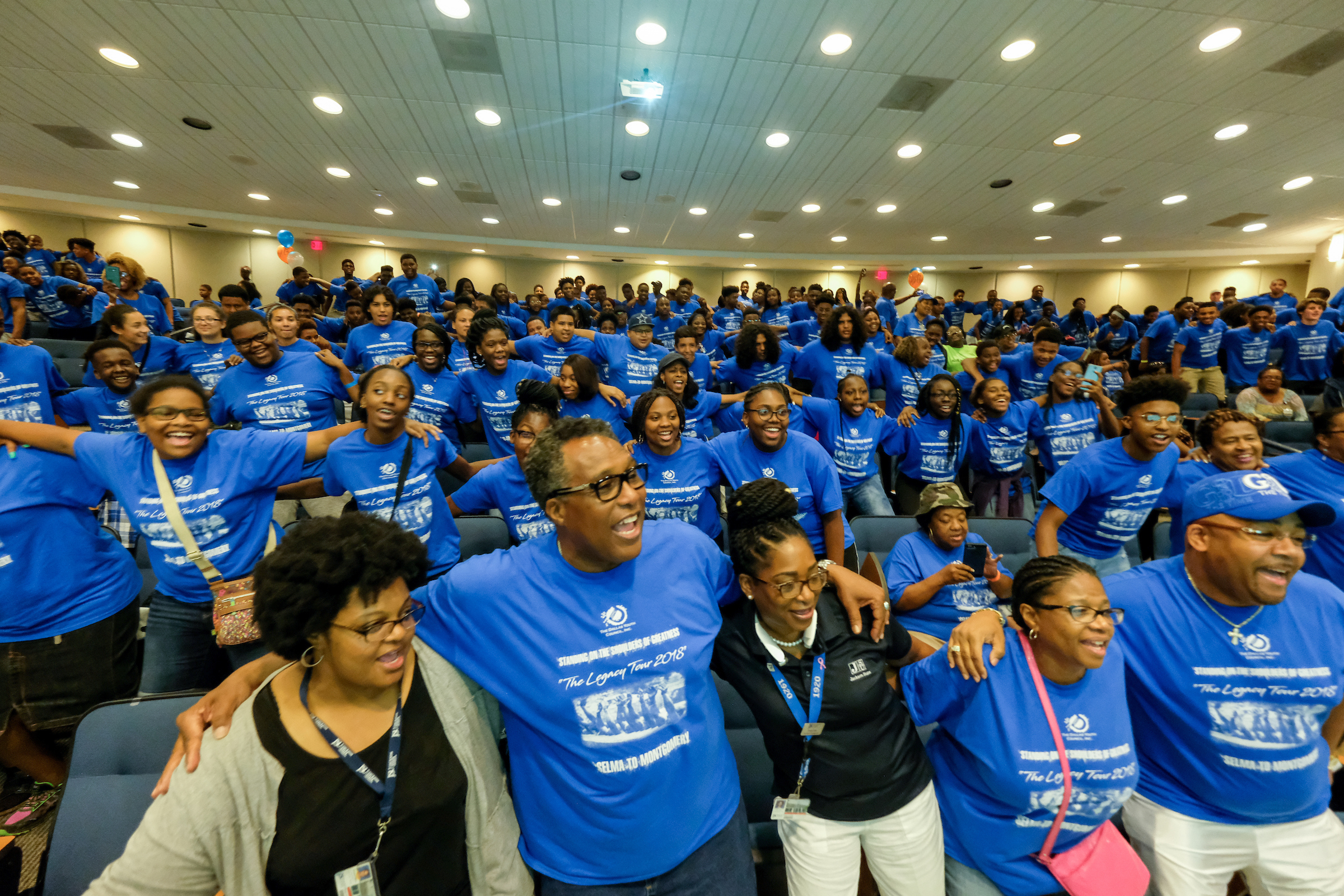 The Dallas Legacy Tour, consisting of over 200 high school students and 40 chaperones, stopped at Jackson State University so students could learn more about the HBCU. (Photo by Charles A. Smith/JSU)