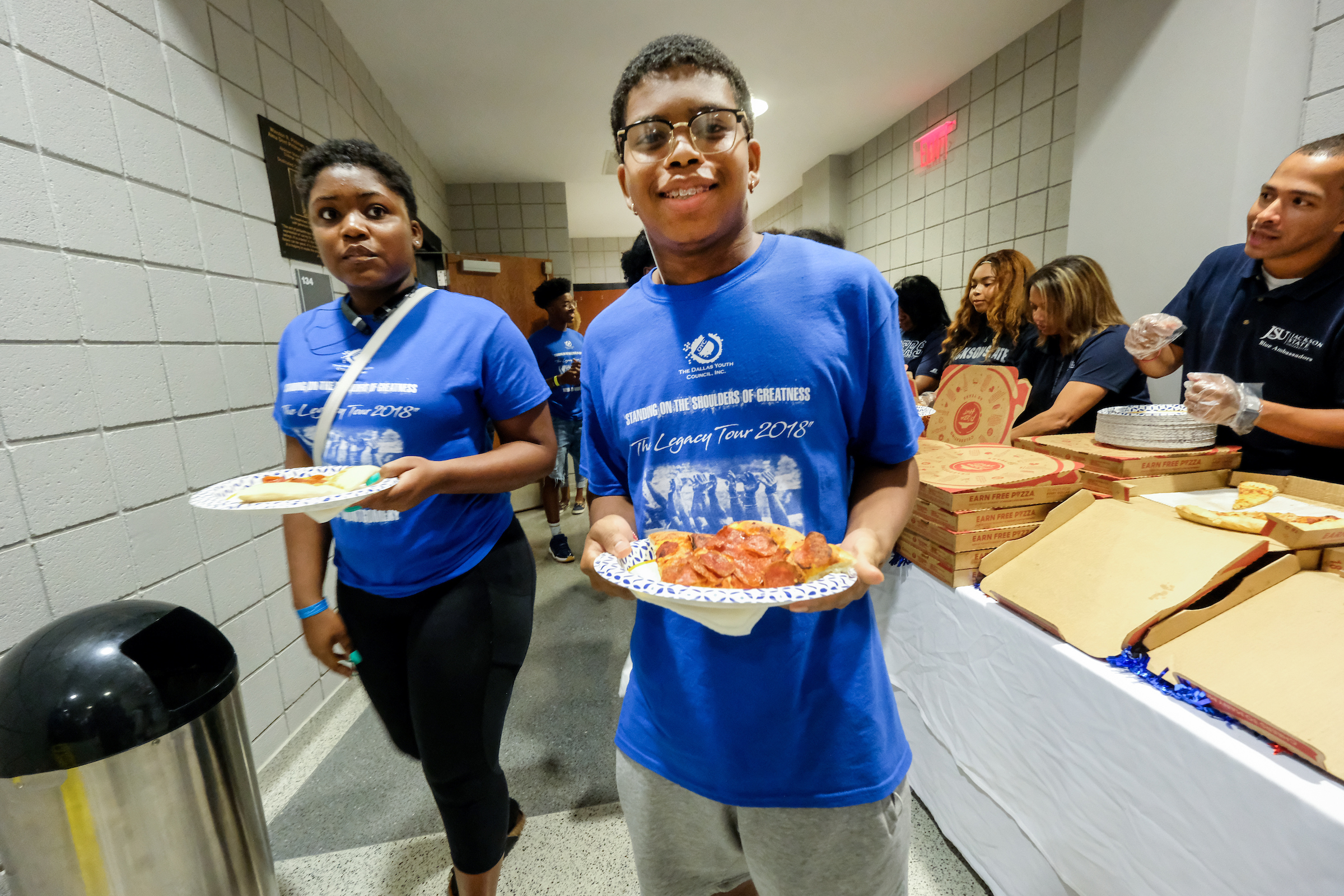 Students were treated to pizza by IMS Engineering Group, a company established by alums of JSU. (Photo by Charles A. Smith/JSU)