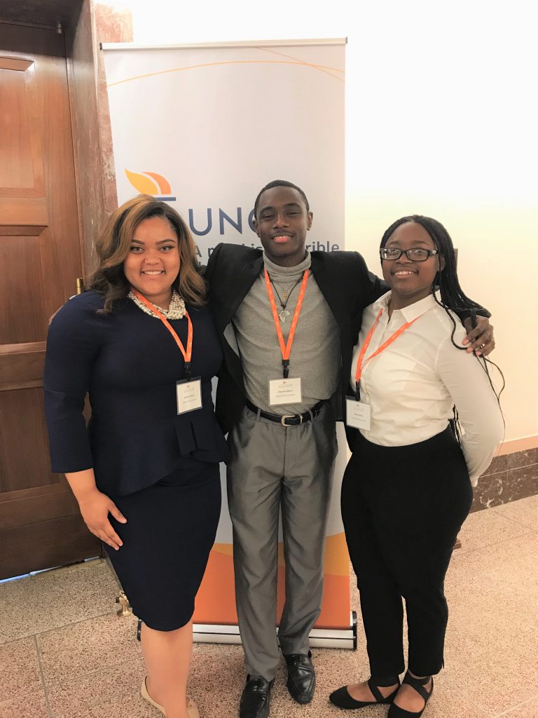 JSU students Jasmine Gibson (left) Clement Gibson (center) and Chave Wicks (right), spent their summer interning through the Walton UNCF K-12 Education Fellowship. (Photo special to JSU)