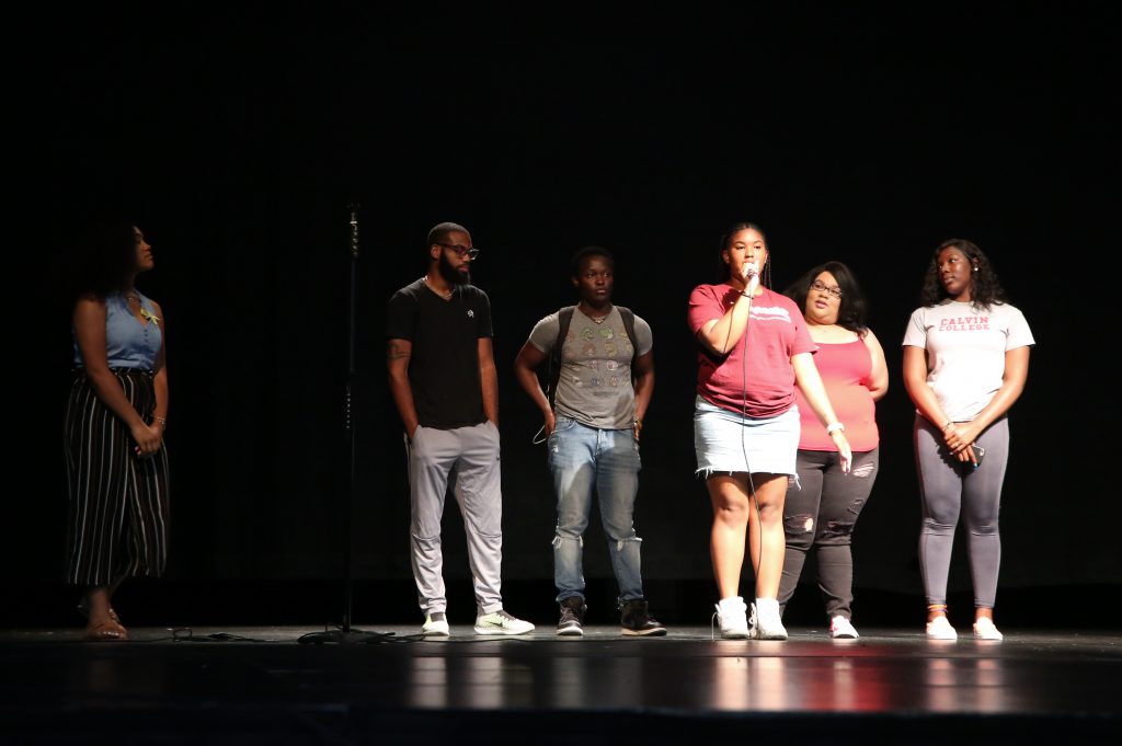 Members of JSU's student body volunteered to come on stage and share their reasons to live during the A Dose of Reality: Suicide Prevention Program at Rose E. McCoy Auditorium on Tuesday. (Photo by Kentrice S. Rush/JSU)