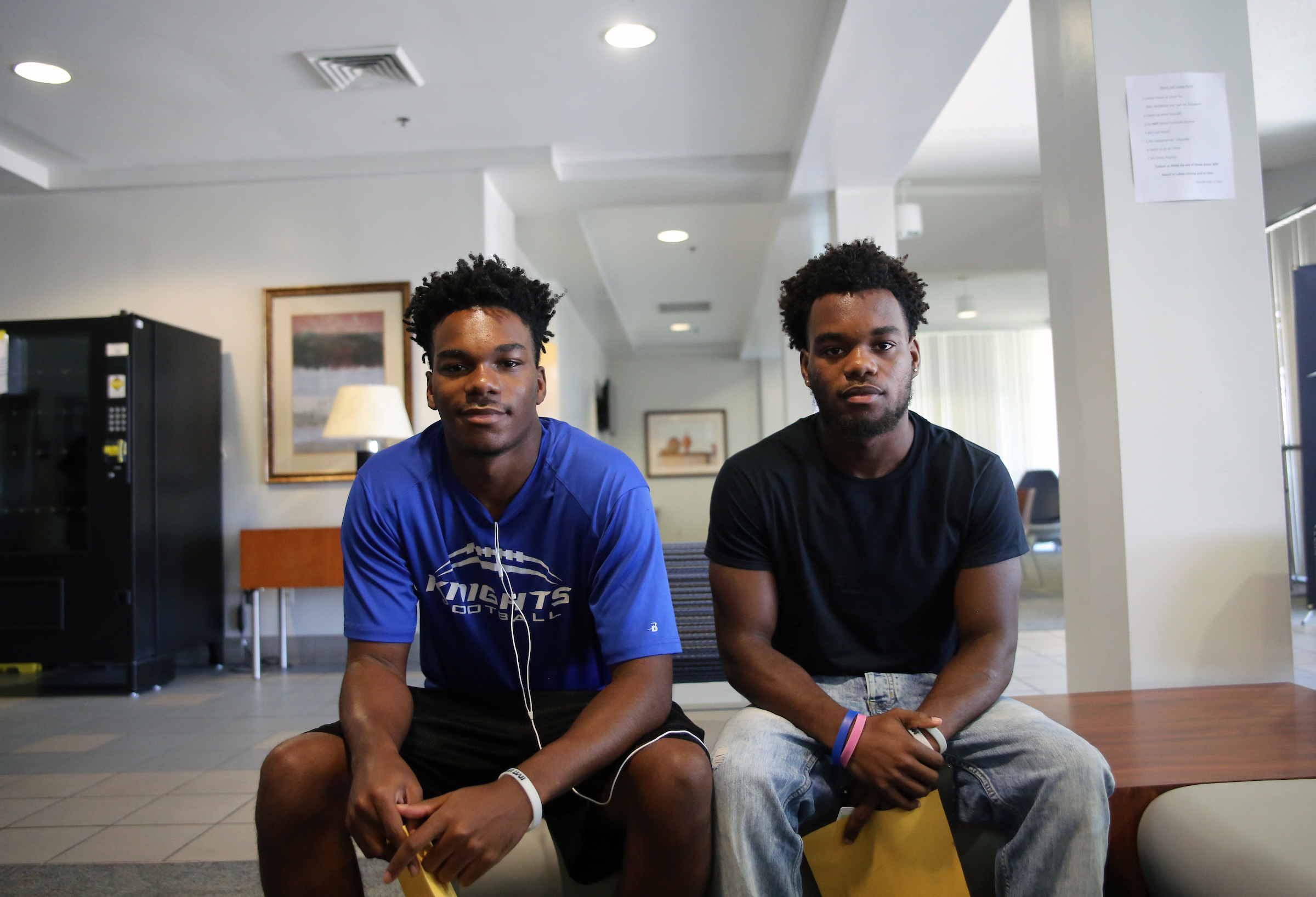 Twins Stedman (right) and Paul (left) Quartermaine are from Stockton, California. They have a host of family members who attended JSU including Senator Hillman Frazier. (Photo by Aron Smith/JSU)