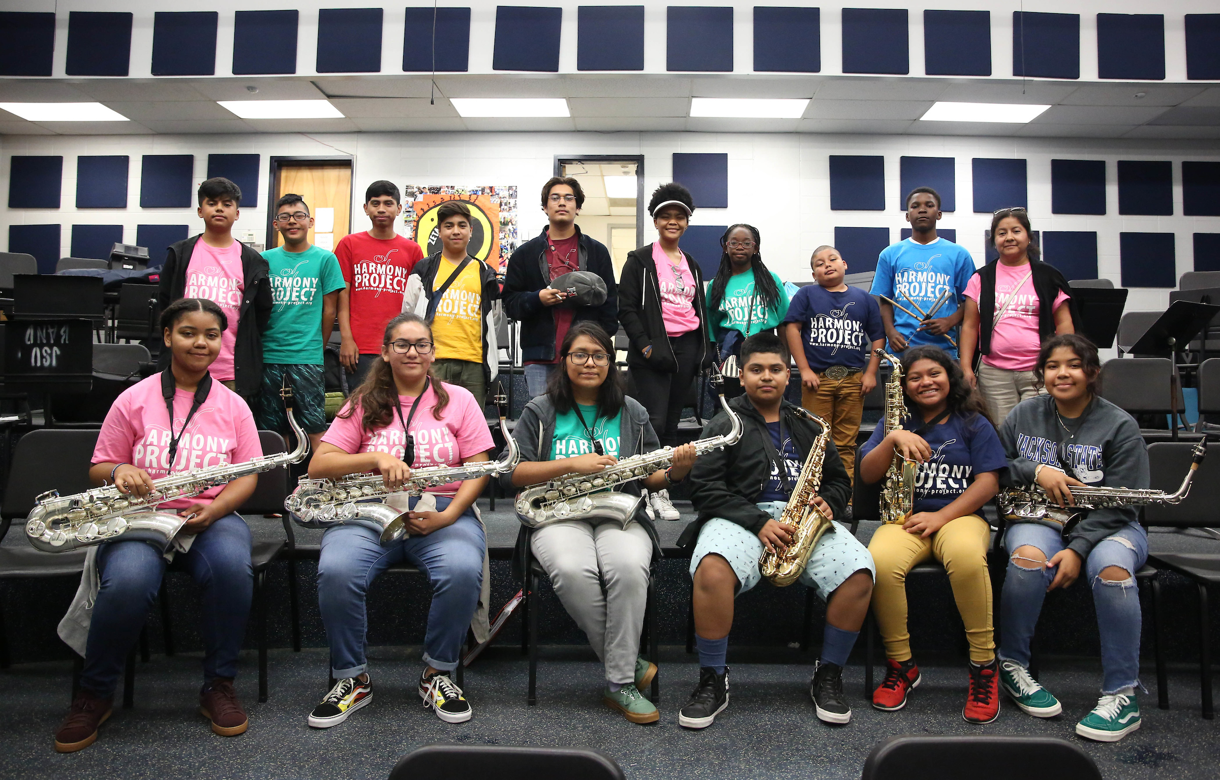 Approximately 20 Los Angeles students from the Leimert Park Harmony Project traveled to JSU to immerse themselves in HBCU culture. Students took music master classes, toured the campus, attended the Sonic Boom of the South Marching Band rehearsal and watched the Tigers vs. Alabama A&M football game. (Photo by: Kentrice S. Rush, University Communications/JSU)