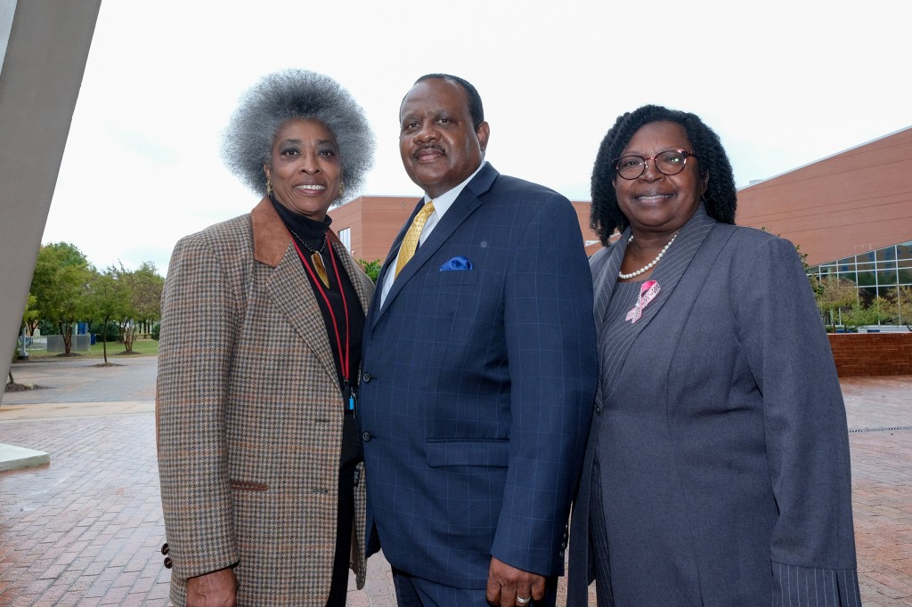 Dr. Glenda Windfield, director for the Deep South Synergy Teachers of Visually Impaired Project (left); Dr. Daniel Watkins, dean of the College of Education and Human Development, (center); and Dr. Locord Wilson, assistant dean of the College of Education and Human Development.