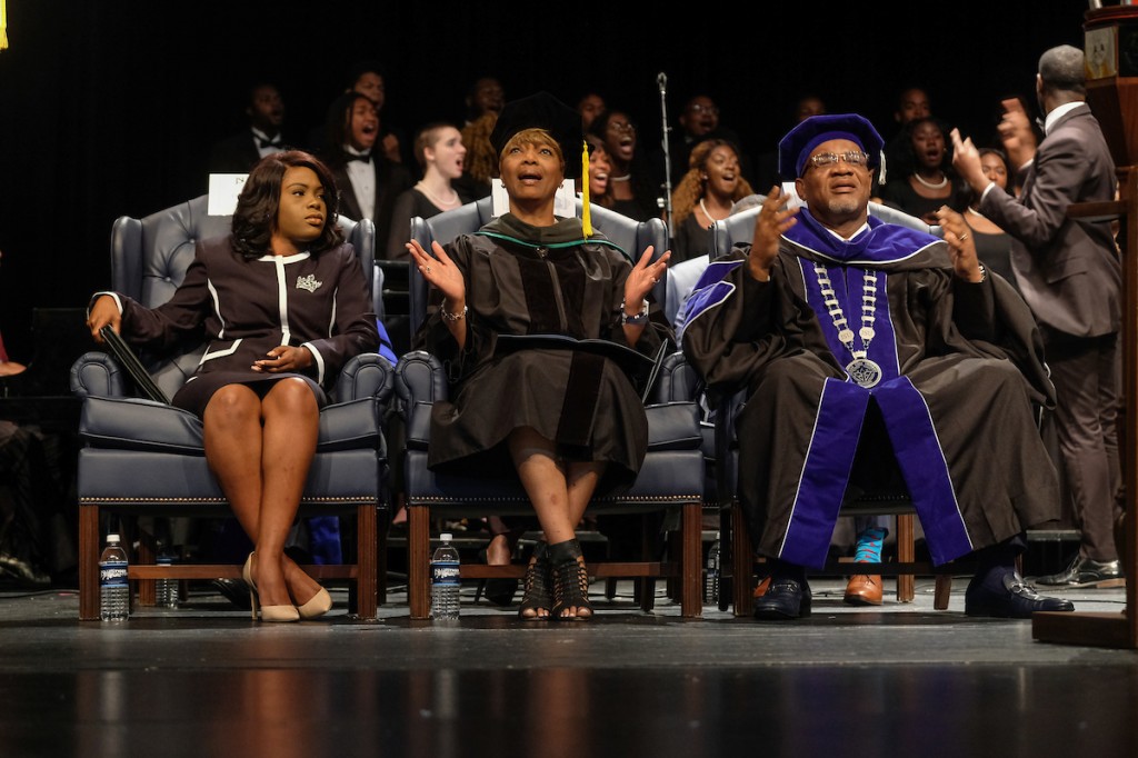 Emotions run high as the Jackson State University Chorale delivers a rousing performance of “Total Praise” by Richard Smallwood. (Photo by Charles A. Smith/JSU)