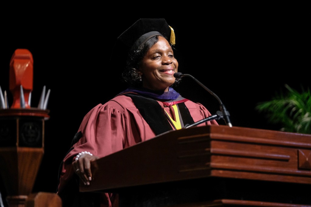 Provost Dr. Lynda Brown-Wright presides over the 141st Founders’ Day observance. (Photo by Charles A. Smith/JSU)