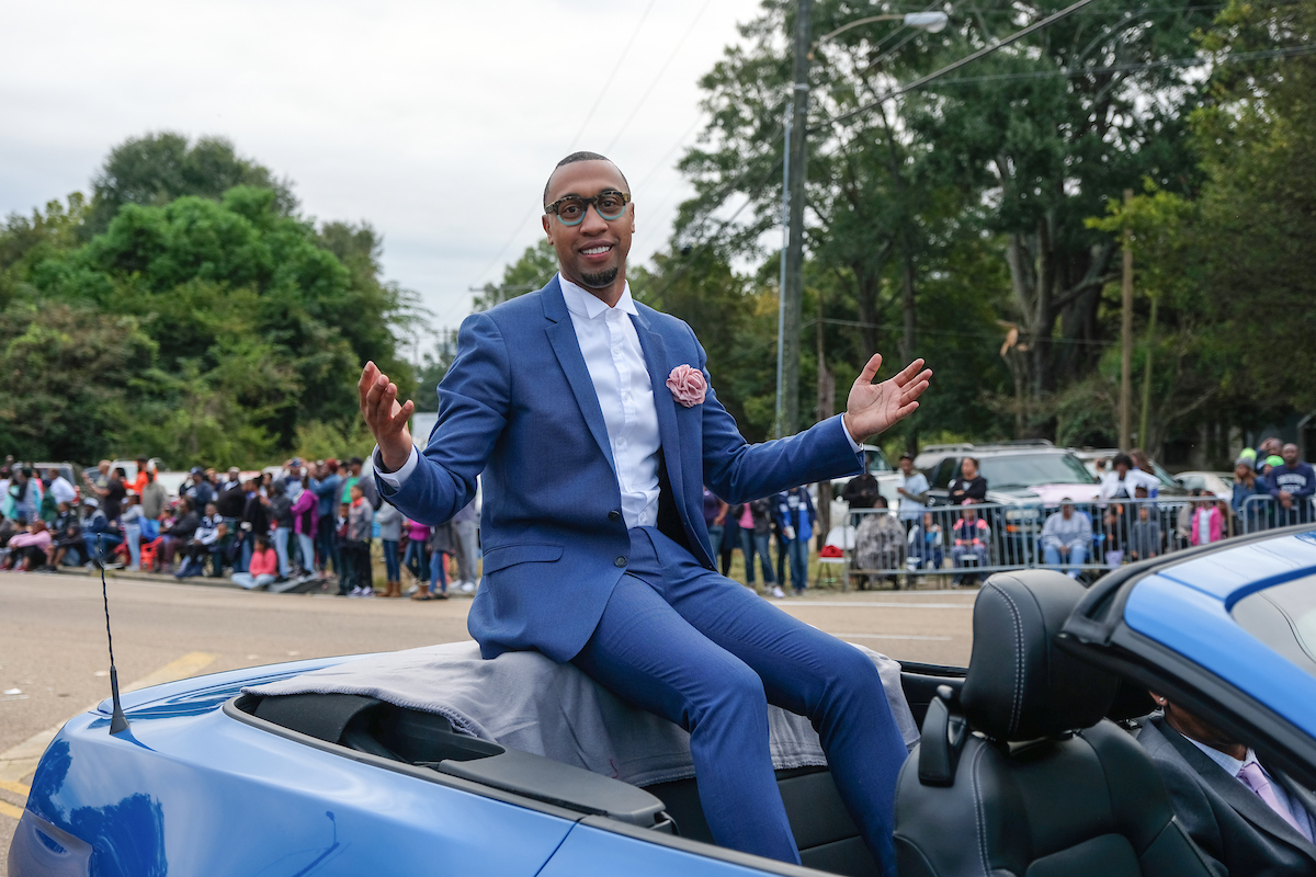 Music mogul Cortez Bryant, who manages artists such as Lil Wayne, serves as parade grand marshal for Homecoming 2018. (Photo by Charles A. Smith)