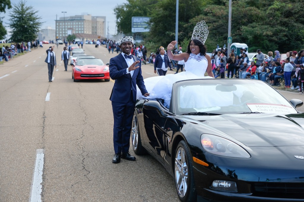 Mister JSU Darrian B. Jackson and Miss JSU Gabrielle Baker grace the parade route. (Photo by Charles A. Smith)