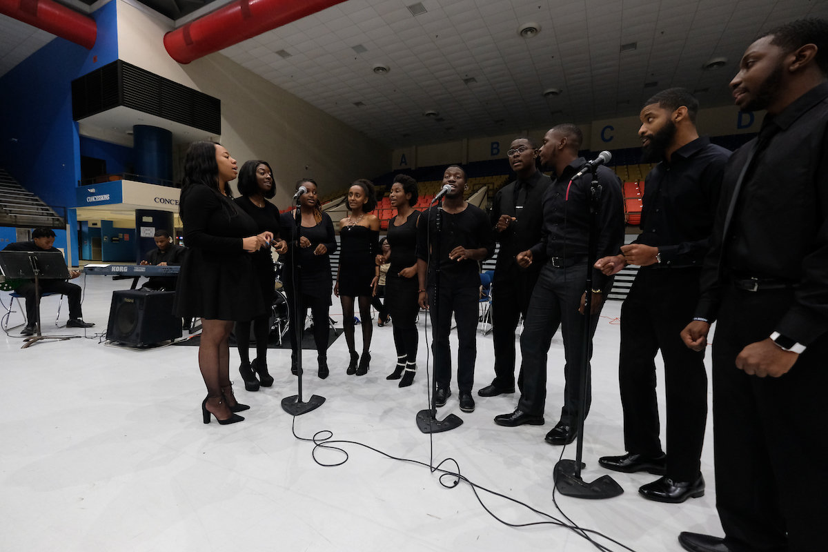 JSU’s Vocal Jazz Ensemble, under the direction of Dr. Loretta Galbreath, performs for the audience. (Photo by Charles A. Smith)