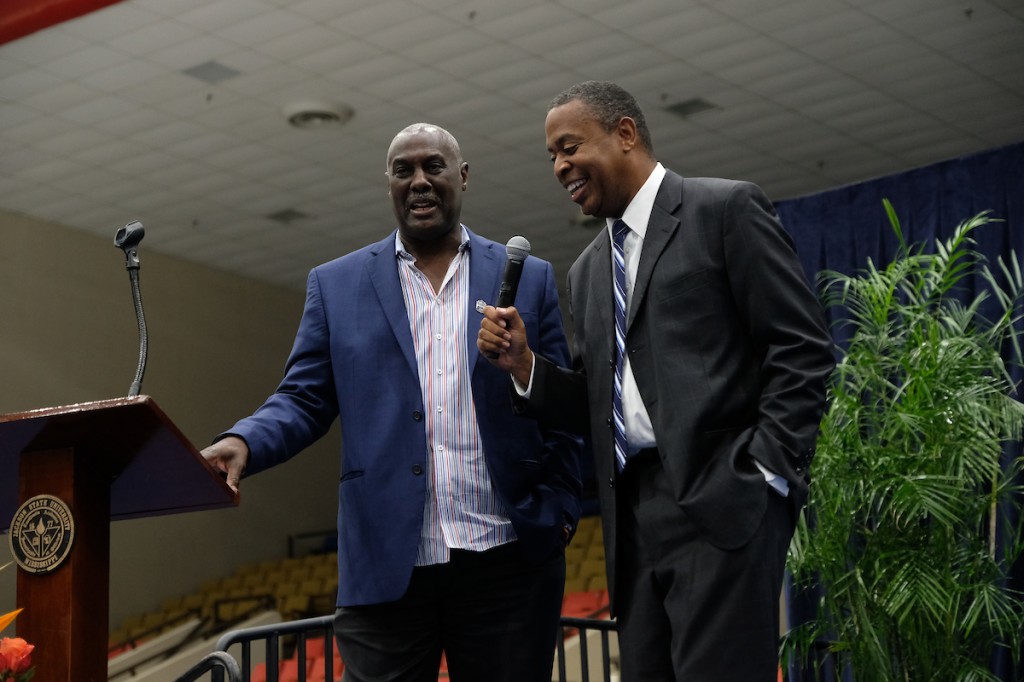 Rickey Young expresses gratitude to coaches and players who impacted his life. (Photo by Charles A. Smith)