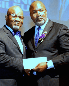 In August, JSU alum and president of Omega Psi Phi Fraternity, Inc. presented JSU president and fraternity member Dr. William B. Bynum, Jr. with a check for $10,000.