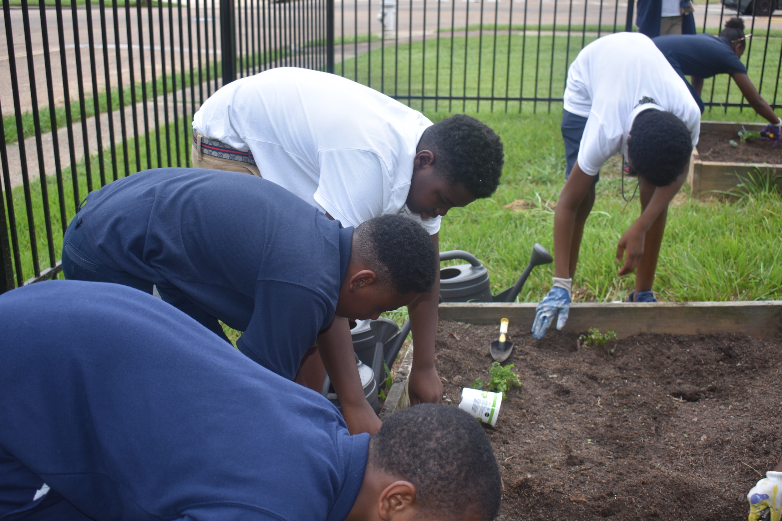 Blackburn students work together to make sure their project is a success.