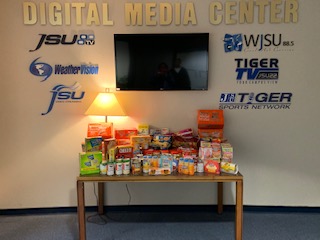 Students in the Department of Journalism and Media Studies hosted a drive, which lasted from Nov. 5-15, and collected a total of 401 items. On Nov. 16, the items were donated to Deborah Bynum's, first lady of JSU, Tiger Pantry, which is located in Campbell Suites North. (Photo special to JSU)