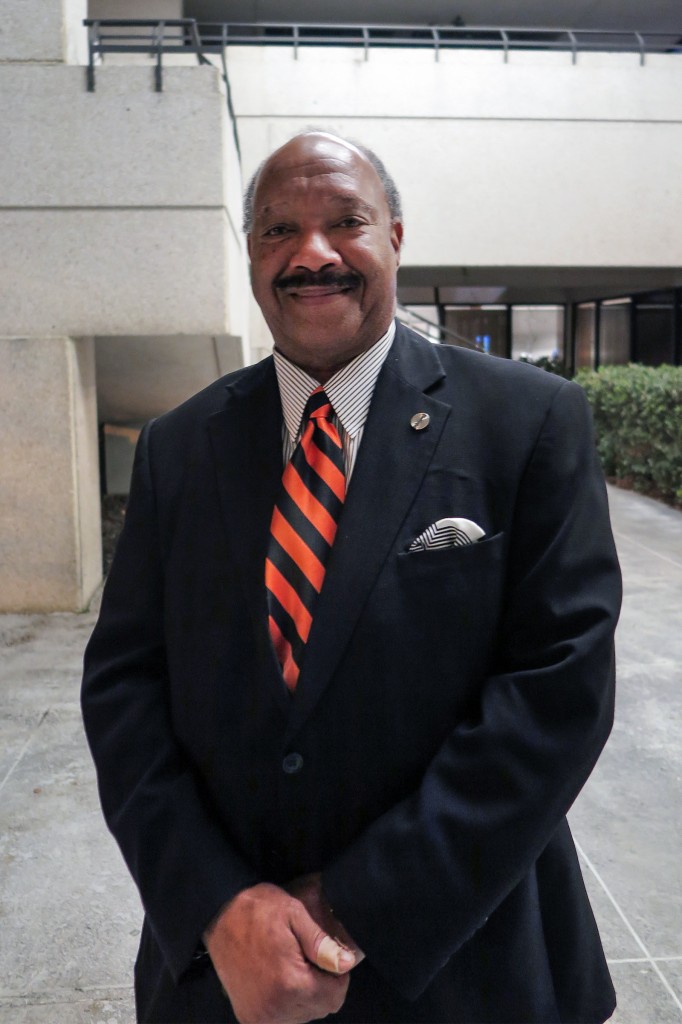 Robert Graham, Hinds County District 1 supervisor, stopped by the election event to provide his insight on the voting process. (Photo by Kalin Norman/JSU)