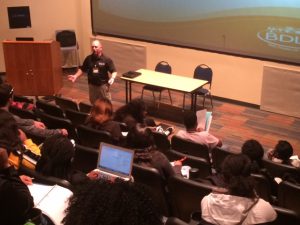 Health Williams, an emergency response manager for the University of Mississippi Medical Center, let students know the dangers often encountered by first responders. (Photo special to JSU)
