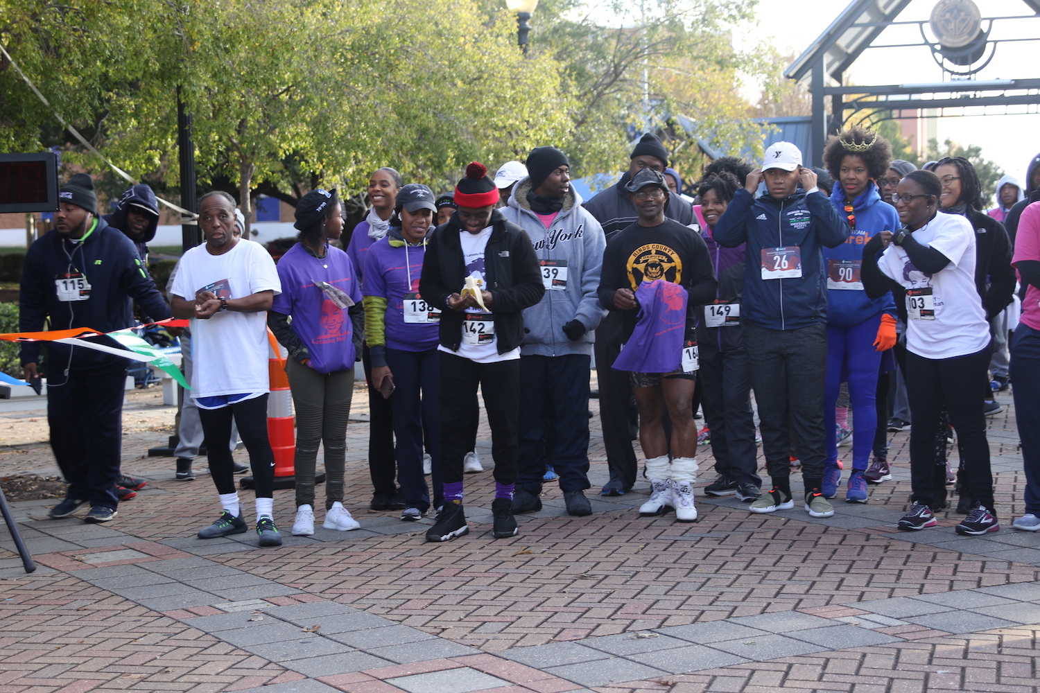 Participants line up at the starting line on the Gibbs-Green Memorial Plaza on Saturday for the 11th annual 5K Latasha Norman Run/Walk. (Photo by Aron Smith/JSU)
