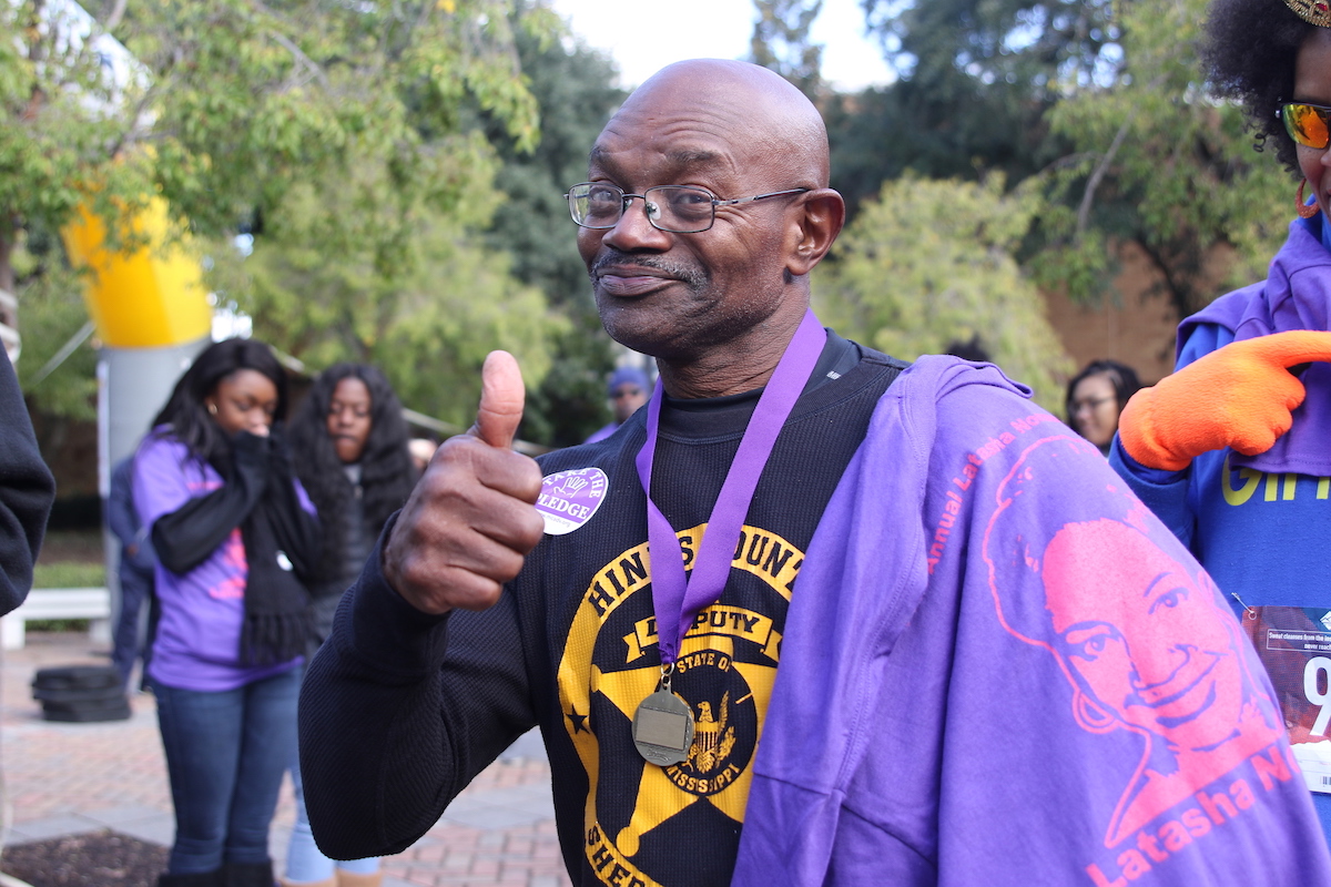 Spreading awareness about domestic violence and abuse earns full endorsement from this participant. (Photo by Aron Smith/JSU)