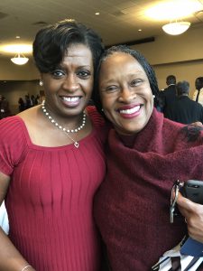 Dr. Susan Powell, vice president of Student Affairs, and Veronica Cohen, associate vice president for Institutional Advancement and External Affairs celebrate Veterans Day. (Photo by L.A. Warren/JSU)
