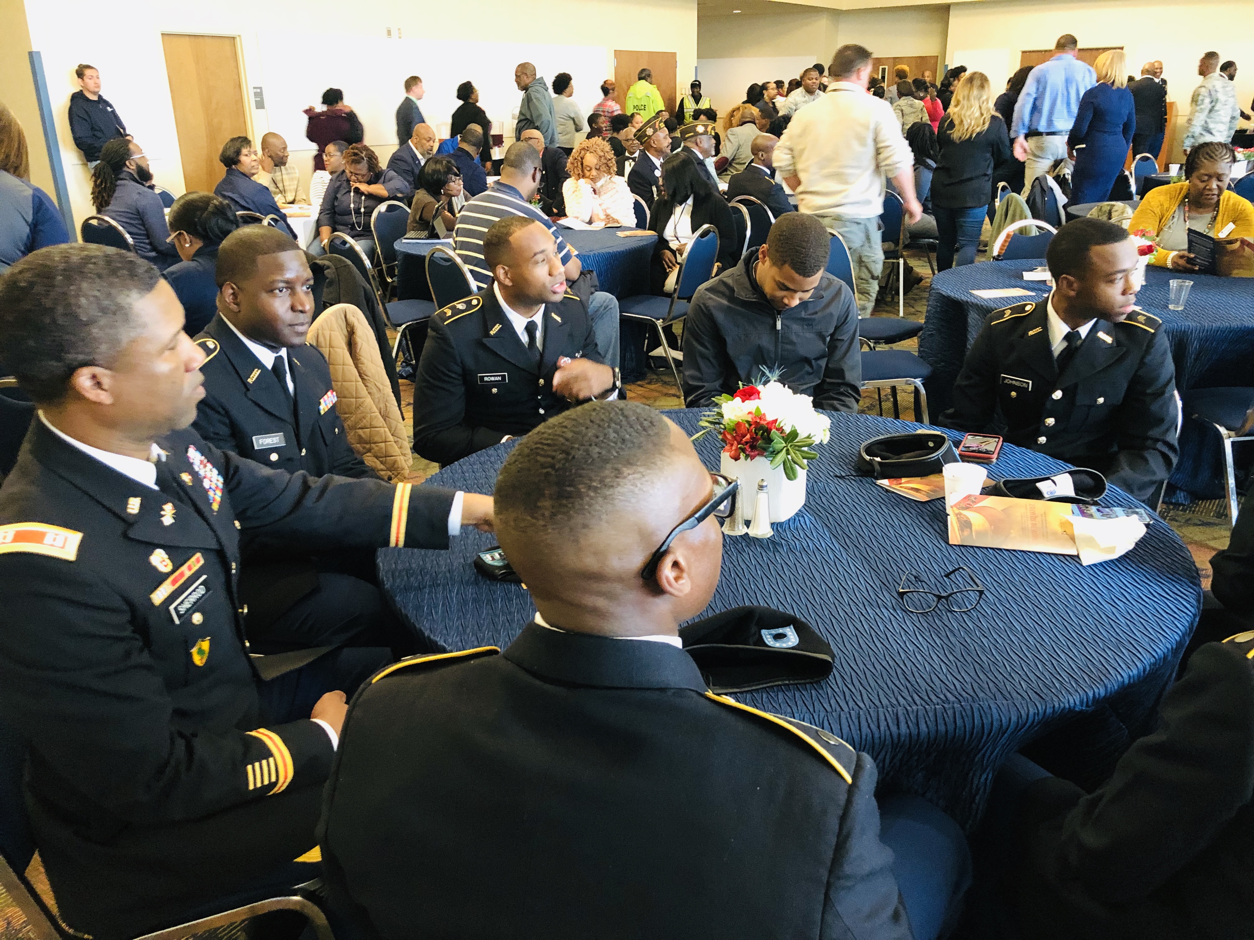 JSU cadets and other military personnel prepare for the start of the ceremony recognizing veterans and active duty service members. (Photo by L.A. Warren/JSU)