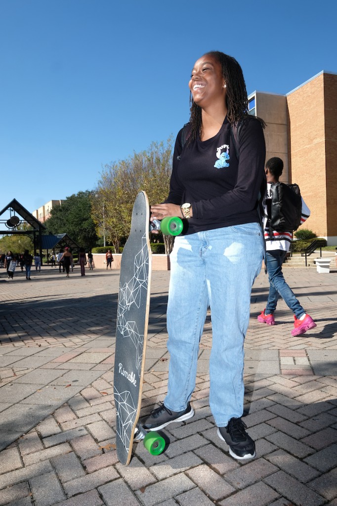 Jaelin Thomas is a sophomore pre-veterinarian medicine major from California. She said, “We should take a stance, and we can then say we actually voted a particular candidate in office rather than just letting them win.” (Photo by Charles A. Smith/JSU)