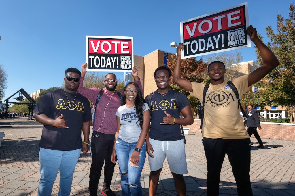 The Delta Phi Chapter of Alpha Phi Alpha Fraternity Inc. continues its national organization’s message that a “voteless people is a hopeless people.” (Photo by Charles A. Smith/JSU)