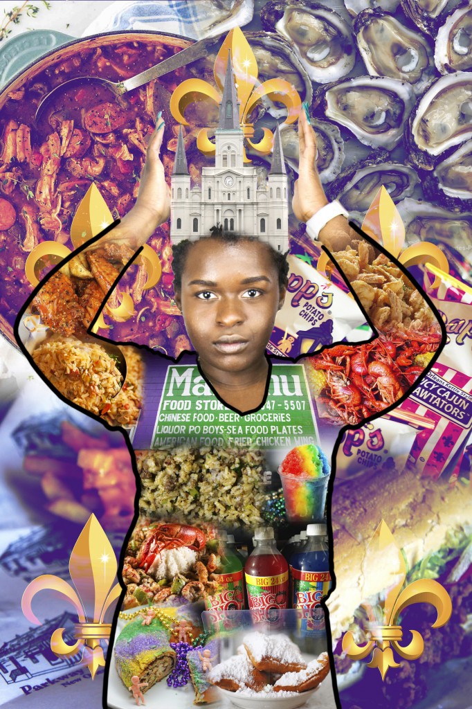 Kalin Norman, mixed-media artist and Warner Brother rep, explained that this work was called "We are New Orleans, it was a series that celebrated everything in my hometown that is important to me. This piece represents the culinary culture of New Orleans," he said. (Photo special to JSU)