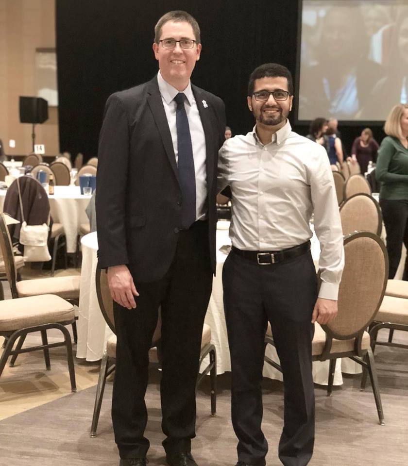Al-Areqi appears with Ralph A. McEldowney, the chair of the SC18 conference who also serves as the associate director for Networking for the DoD High-Performance Computing Modernization Program.