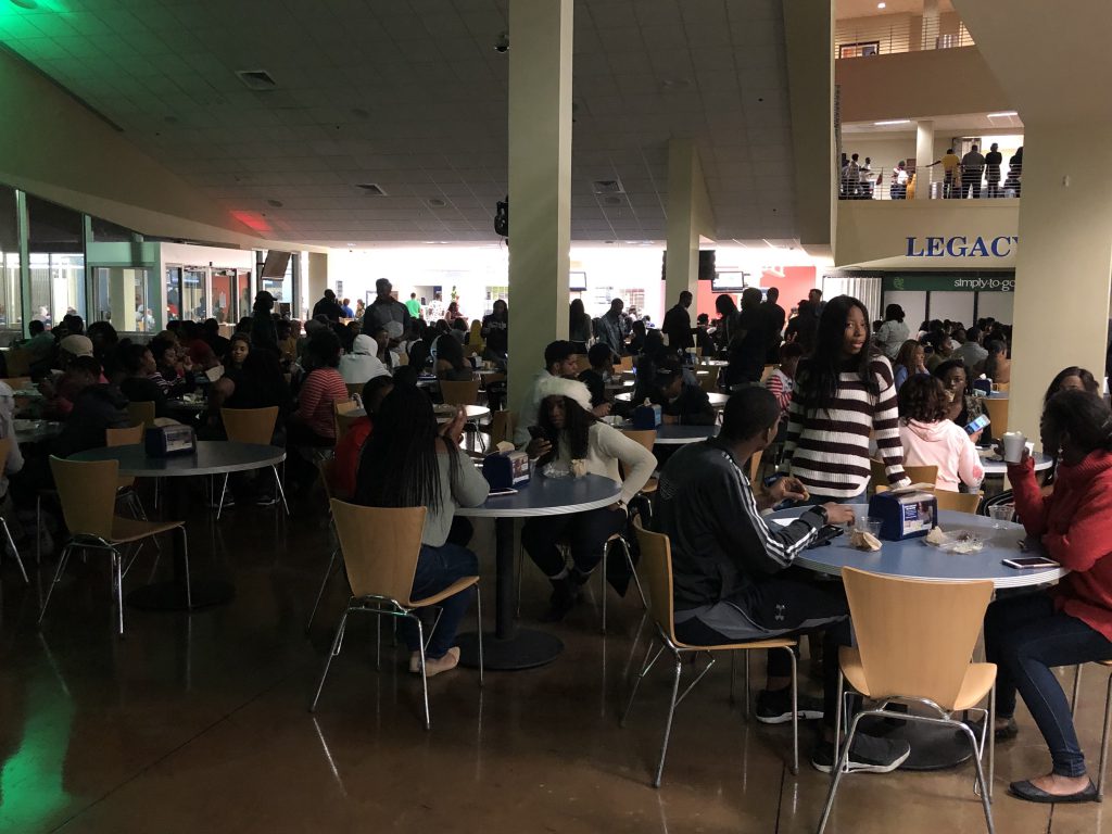 The Student Center is flooded with holiday revelers who occupied several floors that had different entertainment. (Photo by L.A. Warren)