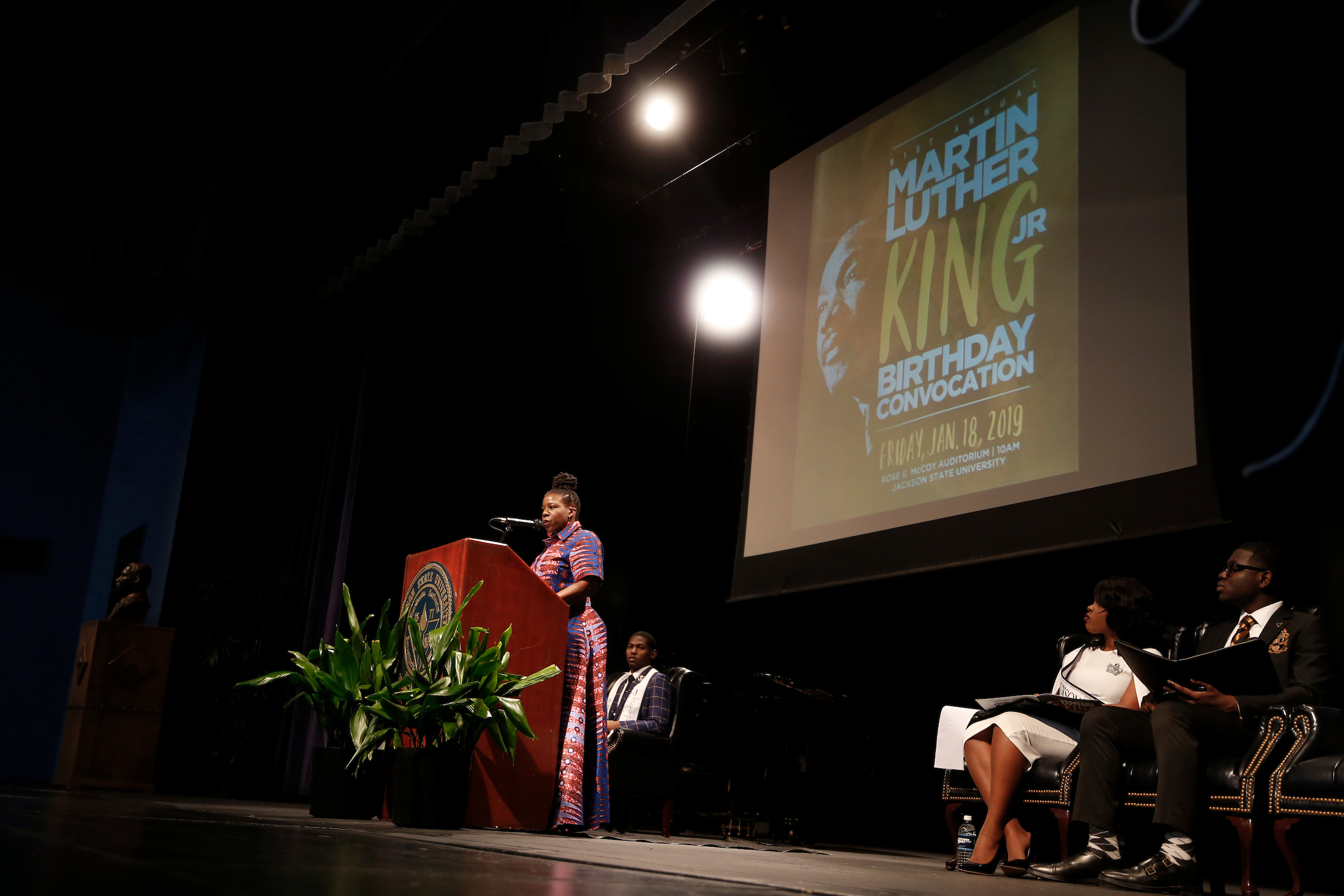 Lottie Joiner was the keynote speaker for the 51st Annual Martin Luther King Jr., Birthday Convocation hosted by the Margaret Walker Center. Joiner is the editor-in-chief of The Crisis magazine, the official publication of the NAACP, and a Washington, D.C.-based freelance writer. (Photo by Charles A. Smith/JSU)