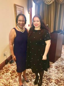 Veronica Cohen, vice president for the Division of Institutional Advancement poses with Heather Wilcox, director for the Center for University-Based Development after the awards luncheon at the Natchez Grand Hotel.