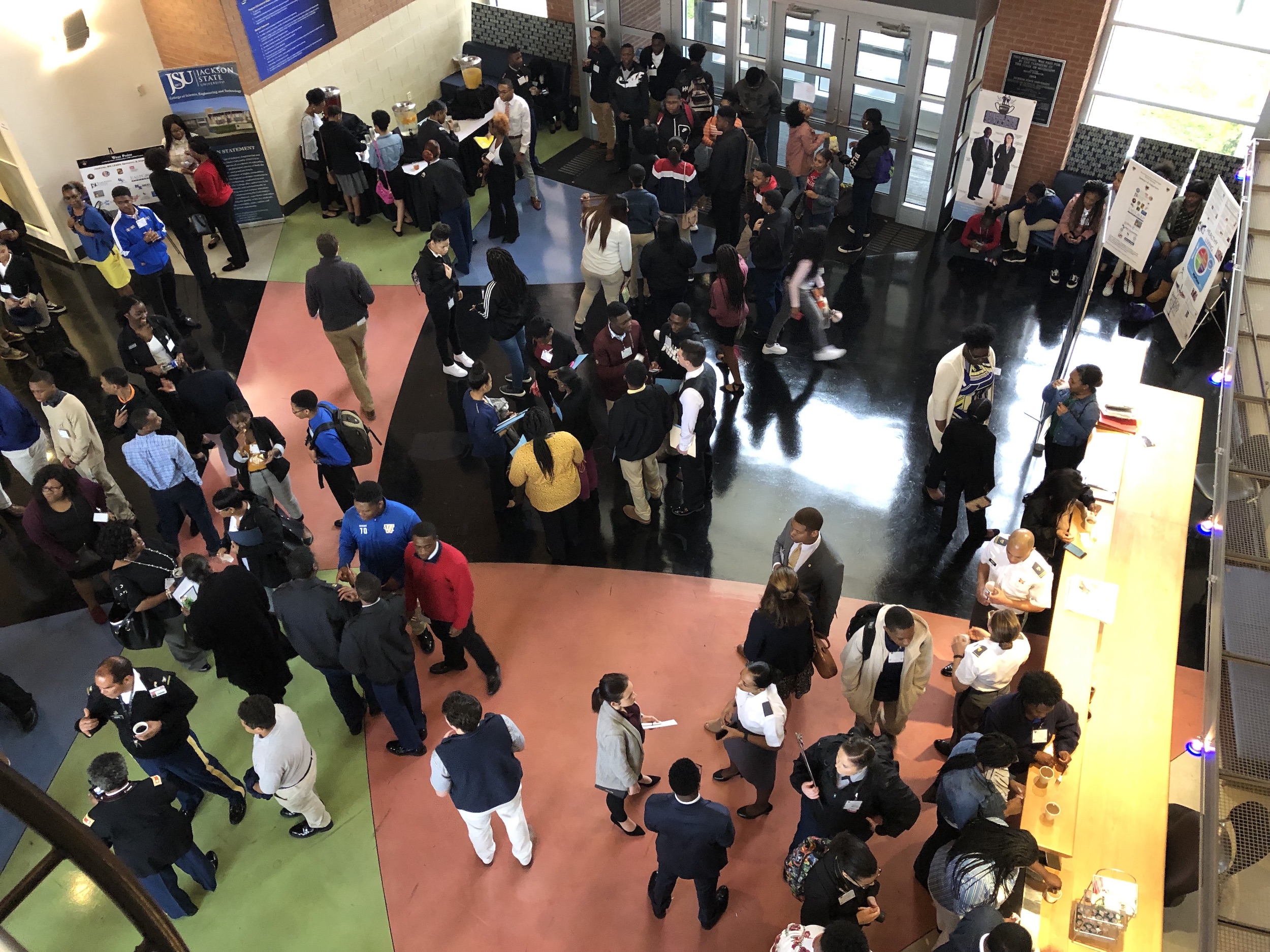 A crowd assembles just before the start of the West Point Leadership, Ethics and Diversity (WPLEC) Workshop on Friday inside the College of Science, Engineering and Technology. (Photo by L.A. Warren/JSU)