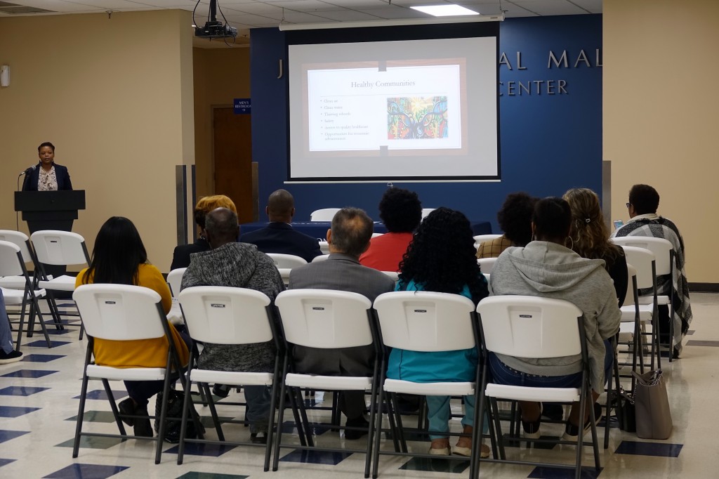 Dr. Nakietra Burse, president of the Delta Chapter of the Society for Public Health Education (SOPHE), outlined key points about the importance of her profession. Among these include sustaining healthy communities; preventing violence; and advocating for rural health.