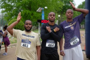 Members of Omega Psi Phi Fraternity, Inc. joined the effort to stamp out obesity. (Photo by Aron Smith/JSU)