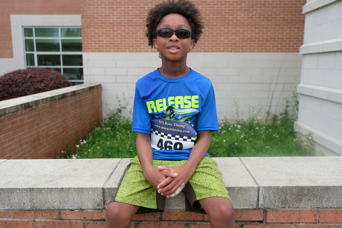 Eleven-year-old Jackson White, a Bailey APAC Middle School student, finished big by coming in third overall and first in his age group. He said he expects to be a future Olympian. (Photo by Aron Smith/JSU)
